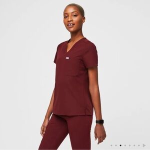 Figs Catarina Burgundy Scrub Top